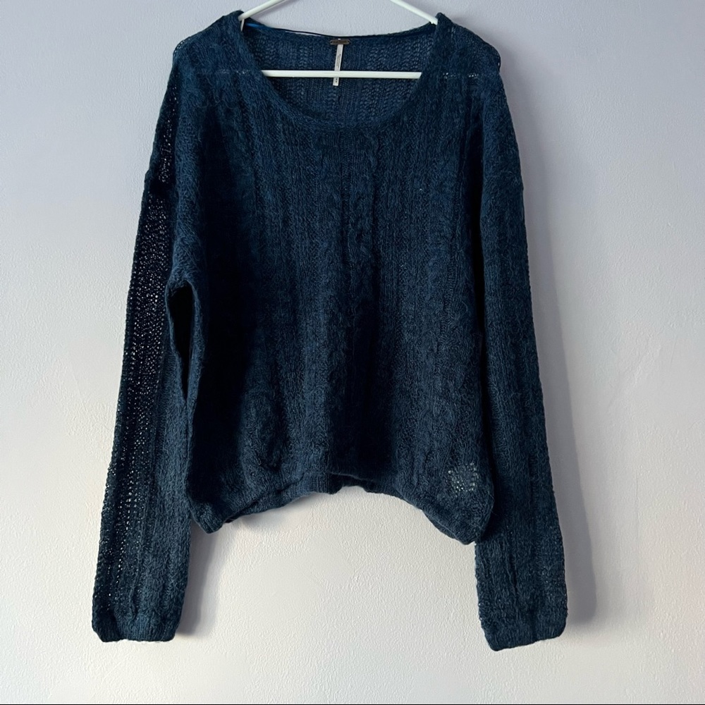 NWT Free People Angel Soft Alpaca Wool Pullover Blue Medium - Picture 2 of 11